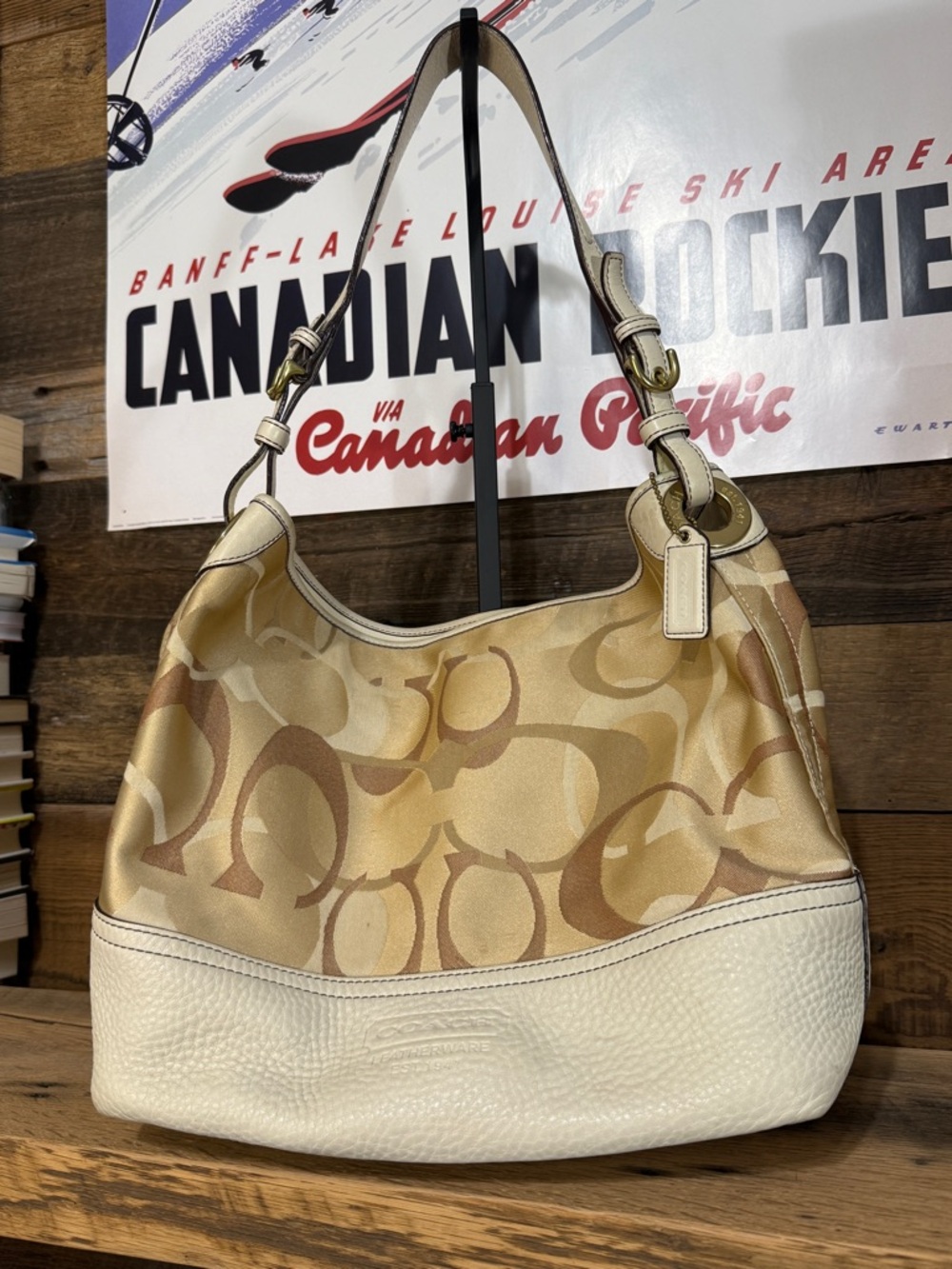 Coach Beige/Chalk Signature Canvas Shoulder Bag